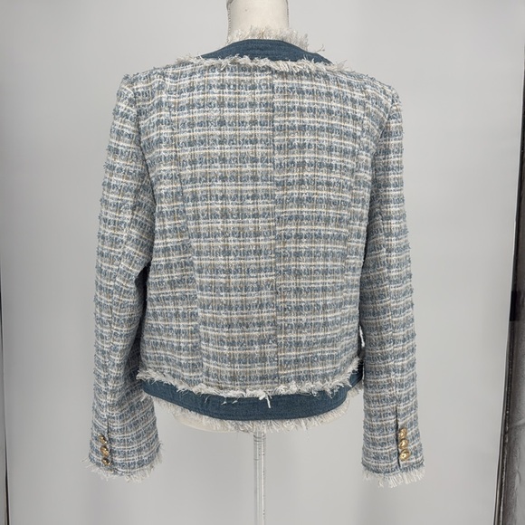 NWOT Vici Mable Frances Tweed Pocketed Blazer Blue Size XL - Picture 9 of 12